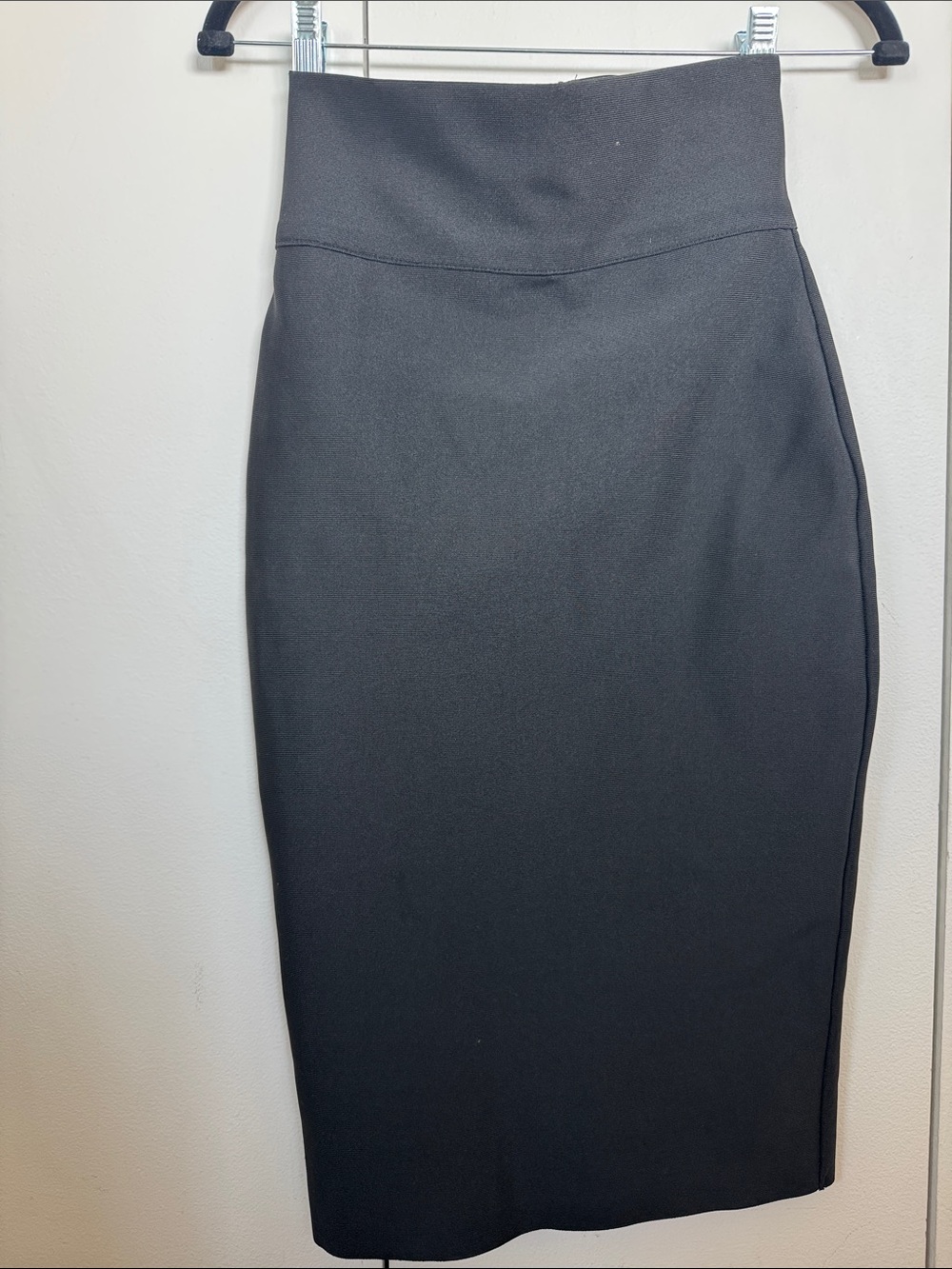 Classic Black Pencil Skirt with Gold Zipper   Detail
